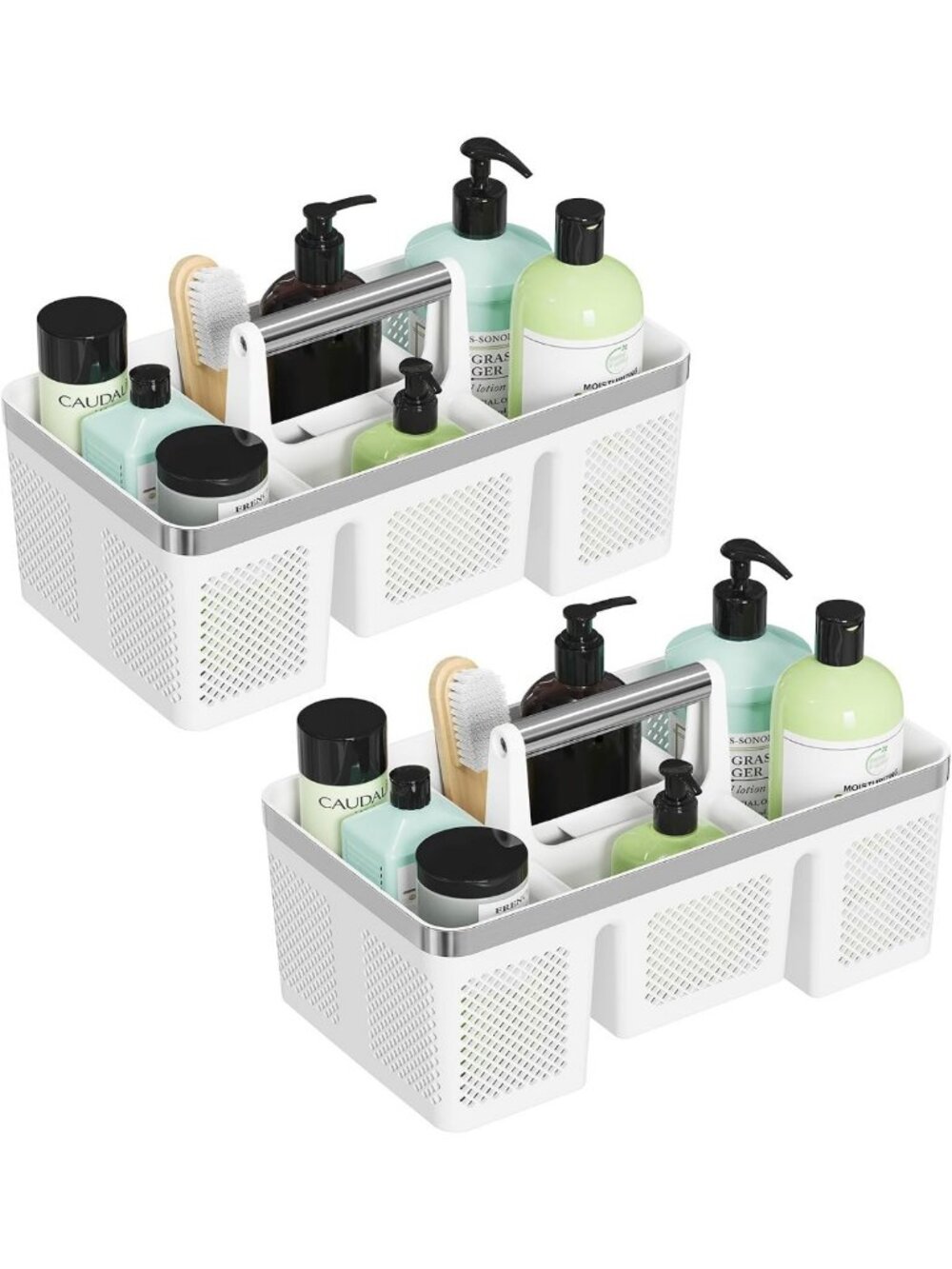 2Pack Plastic Shower Caddy: Portable Shower & Bathroom Caddy Tote with Handle, 4
